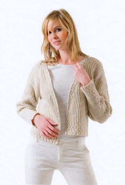 Cardigan med snoede kanter - 310 Naturfiber