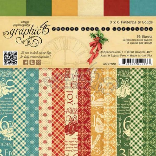 Blok 6x6 - 12 days of Christmas 6" Designpapir blok fra Graphic 45