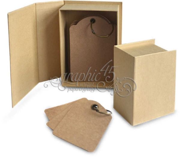 Graphic 45 - Bog Box 9x11 cm og tags - Kraft