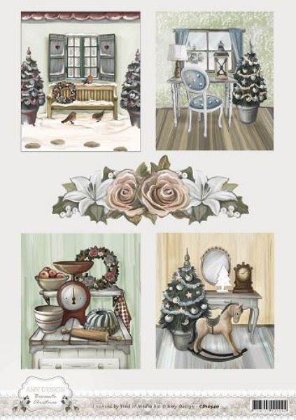 Brocante Christmas designpapir A4 fra  Amy Design - CD10540