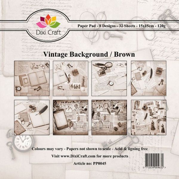 Vintage Bagground designpapirblok fra DixiCraft - Brun - PP0045