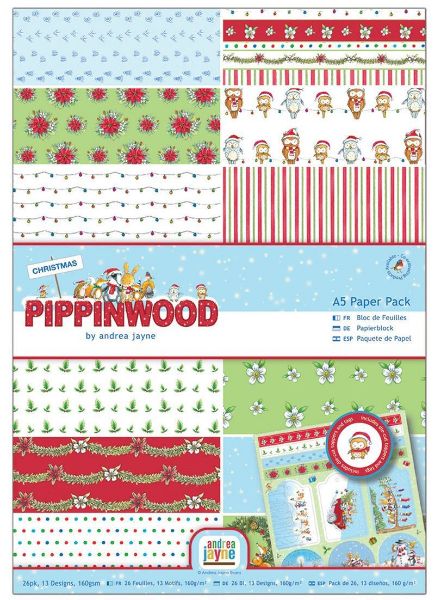 Pippinwood designpapir pakning, 26 ark, 160 gram - PMA160922 