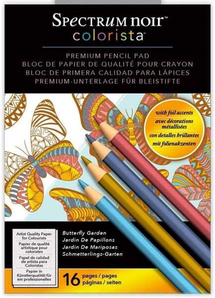 Spectrum Noir Colorista Premium Pencil Pad, Butterfly Garden fra Crafters Companion - Sommerfugle have, malebog