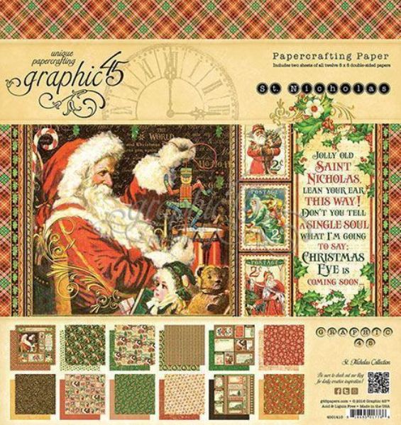 Papir blok 8x8 fra Graphic 45 - St. Nicholas