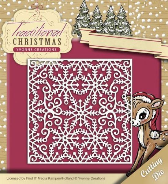 Yvonne Creations Traditional Christmas, Snefnug - Snowflake Frame YCD10055 standsejern til scrapbooking