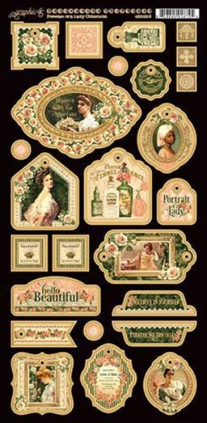 Dekorativ chipboard i pap fra Graphic 45 - Portrait of a Lady 