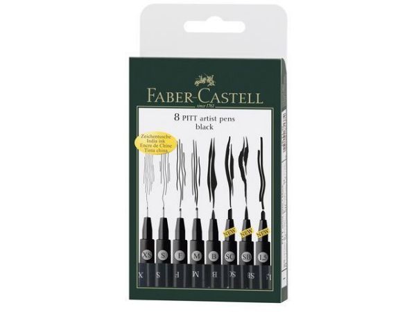 Faber-Castell 8 PITT artist pens black til tegning og sketching