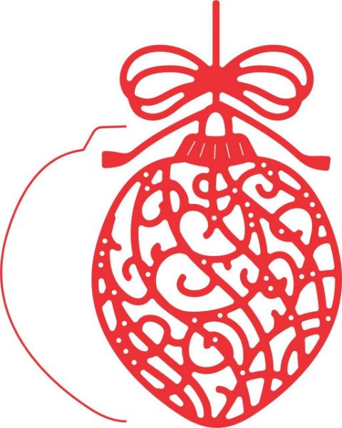 Ornamenteret Julekugle dies fra Cherry Lynn Designs - standsejern til scrapbooking og kort - B478