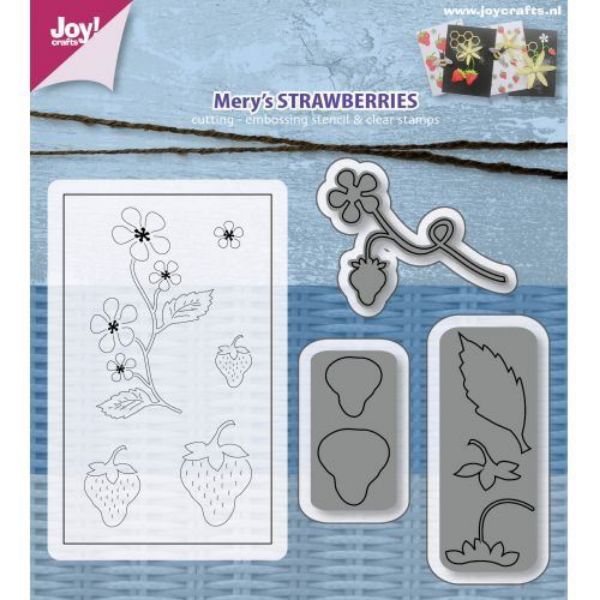 Mery´s Strawberries - Jordbær - Silikone stempel og standsejern sæt til scrapbooking og kort - 6004/0019 fra Joy Crafts