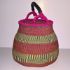 Hammershus Fairtrade Pot Basket af elefantgræs - Natur, grøn, turkis og pink