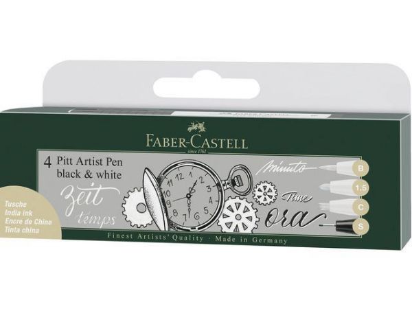 Faber-Castell 4 PITT artist pens black & white til tegning og sketching