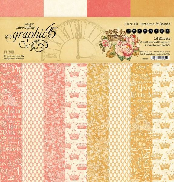 Papir blok 12x12 Patterns & Solids fra Graphic 45 - Princess