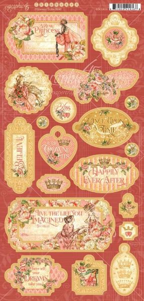 Dekorativ chipboard i pap fra Graphic 45 - Princess