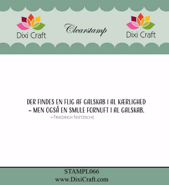 Clearstamp "Der findes en flig af galskab" fra Dixi Craft - STAMPL066