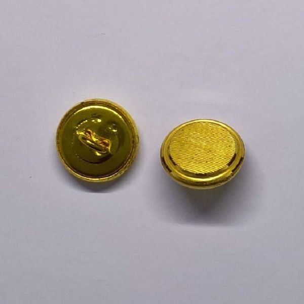 Riflet guldfarvet knap med øsken - 14,5 mm