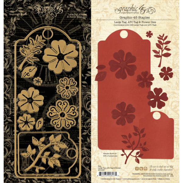 Large Tag & Flower Metal Dies - beklæd dine tags fra Graphic 45 - 4501687