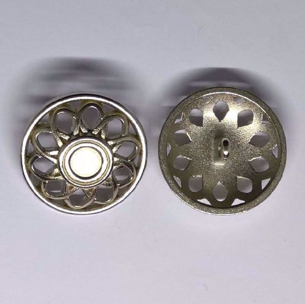 Sølv knap - Atom blomst - Ø 25 mm
