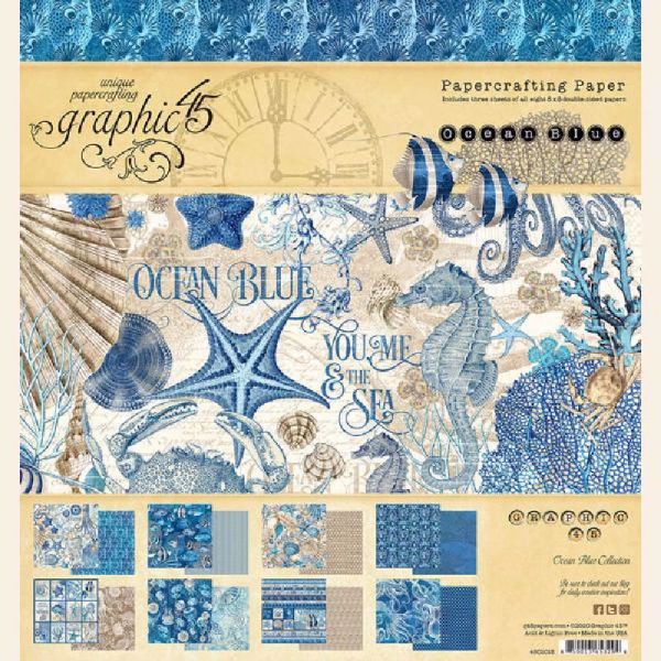 Papir blok 8x8 fra Graphic 45 - Ocean Blue - 4502015