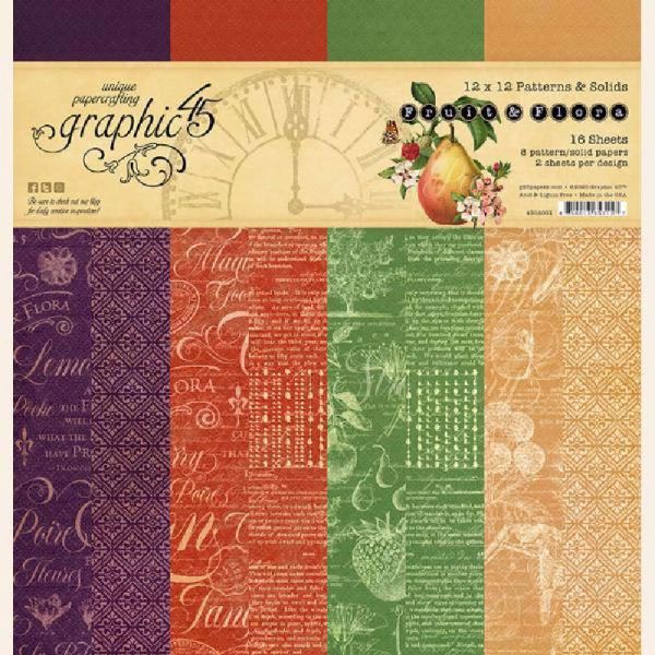 Papir blok 12x12 Patterns & Solids fra Graphic 45 - Fruit & Flora - 4502001