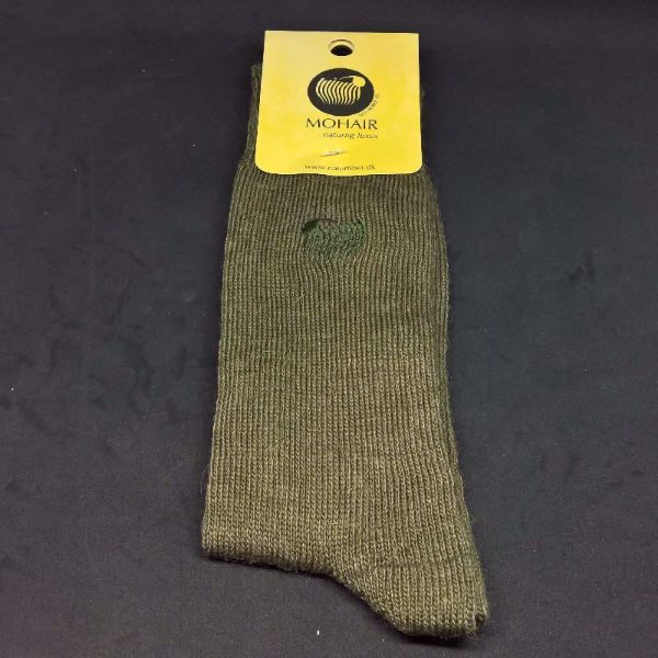 Mohair standard strømpe med mohair logo - Str. 45-48 - Oliven