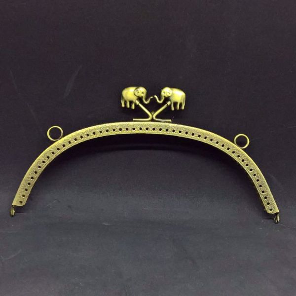 Taske bøjle med elefanter - 20 cm - Antik bronse farvet