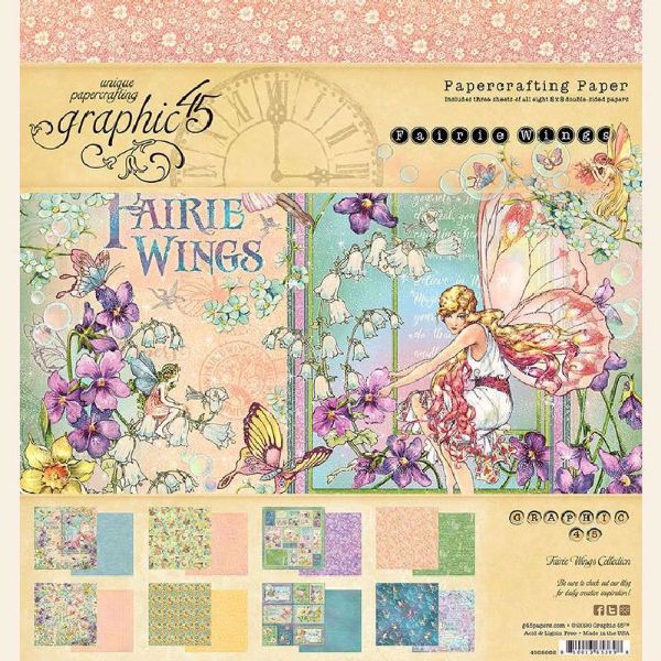 Papir blok 8x8 fra Graphic 45 - Fairie Wings - 4502082