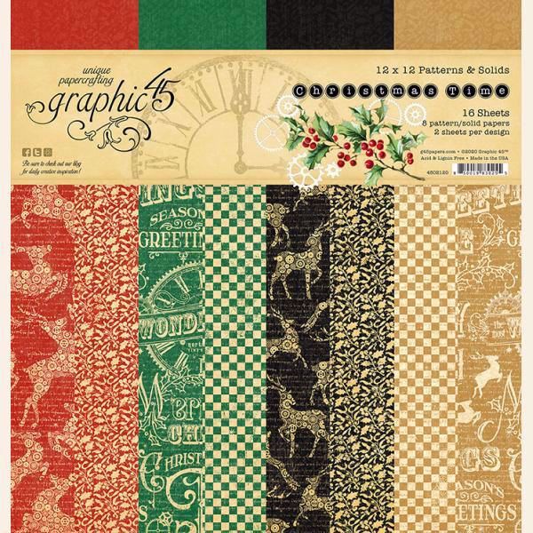 Papir blok 12x12 Patterns & Solids fra Graphic 45 - Christmas Time - 4502120