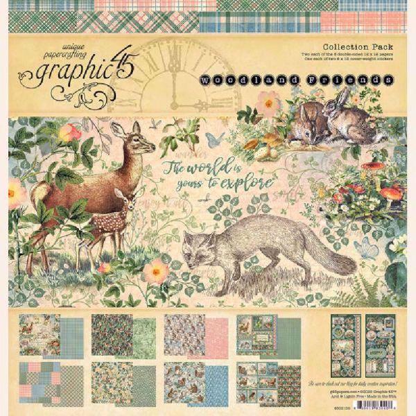 Papir blok 8x8 fra Graphic 45 - Woodland Friends - 4502134