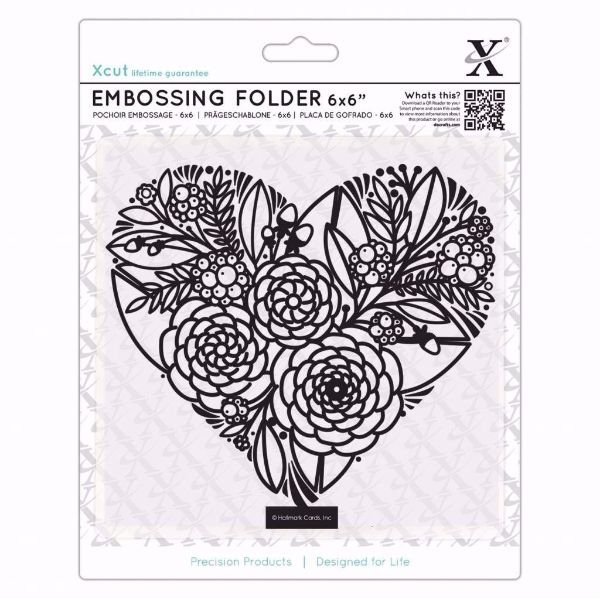 Floral Heart -  embossing folder fra X-cut, XCU515210