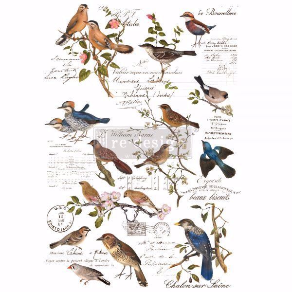 Re-design with Prima - Postal Birds 60 x 88 cm Decor Transfer - 647551