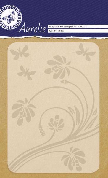 Blomst og sommerfugle embossing folder fra Aurelie - AUEF1012