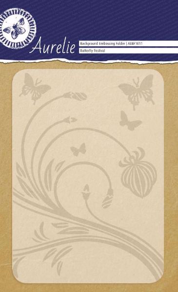 Blomst og sommerfugle embossing folder fra Aurelie - AUEF1011