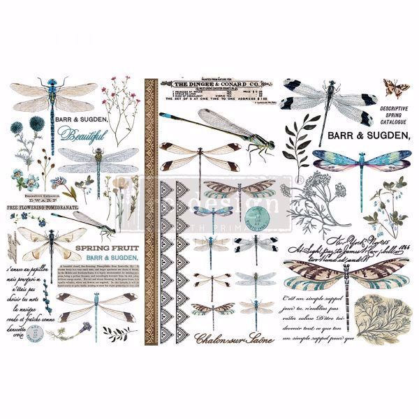 Re-design with Prima - Spring Dragonfly 3 stk af 15 x 30 cm Decor Transfer - 653392