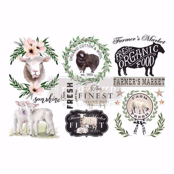 Re-design with Prima - Sweet Lamb 3 stk af 15 x 30 cm Decor Transfer - 653460