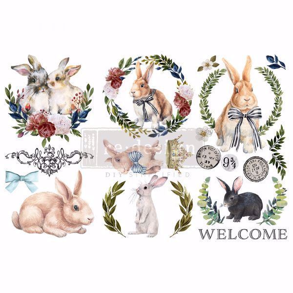 Re-design with Prima - Cottontail 3 stk af 15 x 30 cm Decor Transfer - 653453
