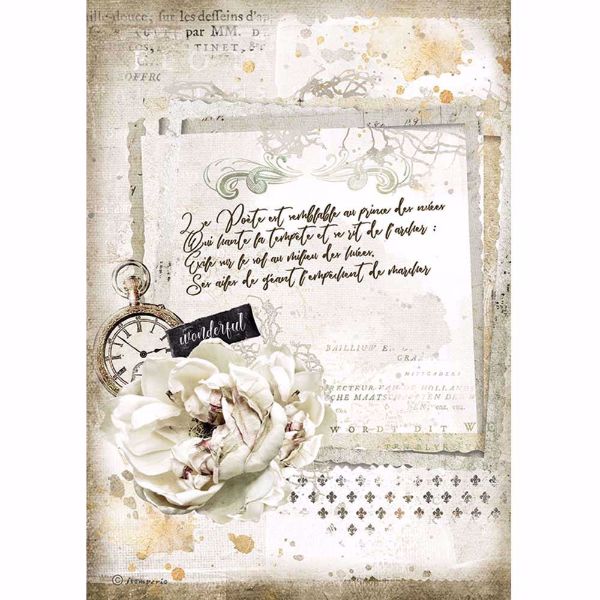 Stamperia Ris papir til decoupage scrapbooking og kort - DFSA4557 - Romantic Journal Maniscript and Clock