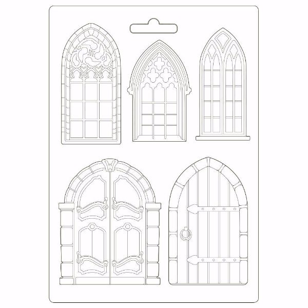 Stamperia Soft Maxi Mould A4 Sleeping Beauty Doors and Windows - K3PTA498