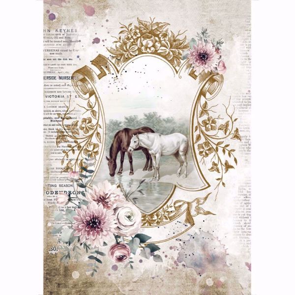 Stamperia Ris papir til decoupage scrapbooking og kort - DFSA4582 - Romantic Horses Lake