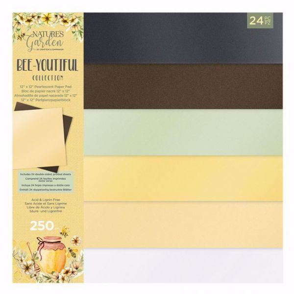 BEE-youtiful  pearlecent design papir pakning fra Crafters Companion til scrapbooking og kort - NG-BEY-LUX-PCP12