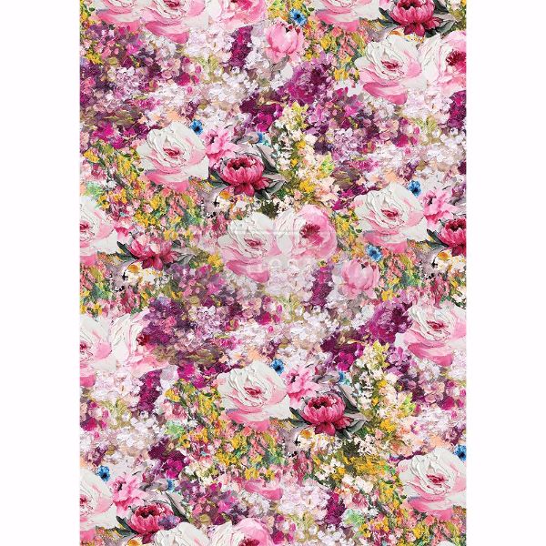 Découpage Rice Paper - Fichsia Meadow til decoupage scrapbooking og kort - 651299