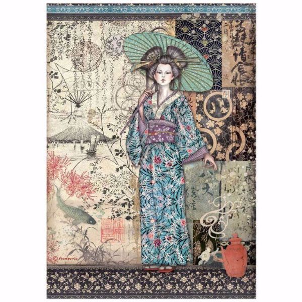 Stamperia Ris papir til decoupage scrapbooking og kort - DFSA4612 - Sir Vagabond in Japan Lady