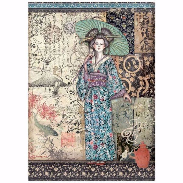 Stamperia Ris papir til decoupage scrapbooking og kort - DFSA4612 - Sir Vagabond in Japan Lady