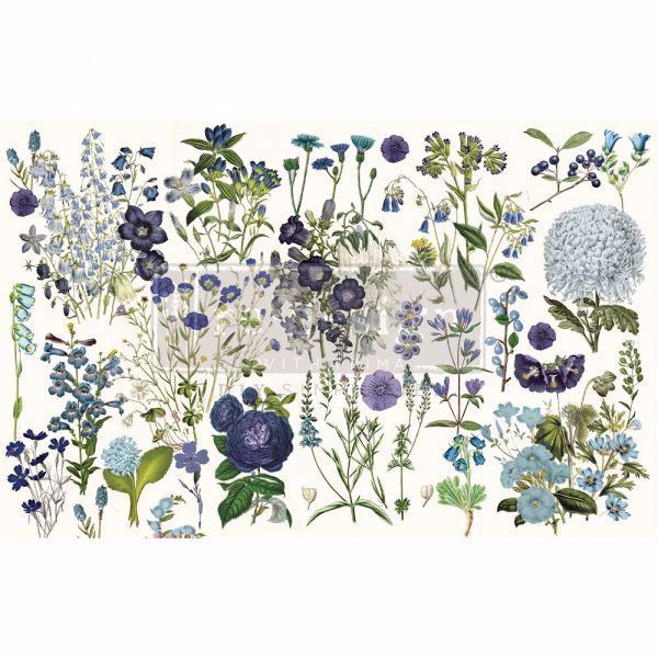 Découpage Décor Tissue Paper - Blue Meadows til decoupage scrapbooking og kort - 650797