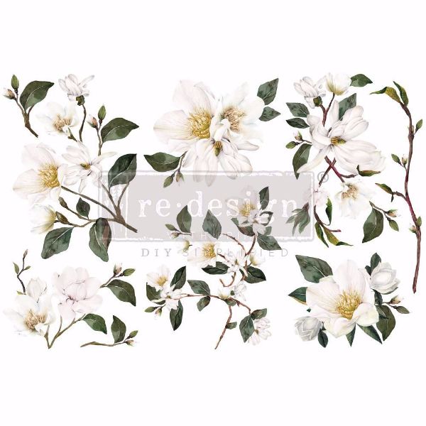 Re-design with Prima - White Magnolia 3 stk af 15 x 30 cm Decor Transfer - 656041