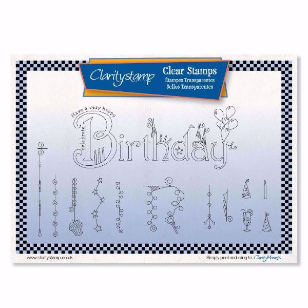 Birthday Dangles Clear stempel fra Claritystamp -STA-WO-10602-A5