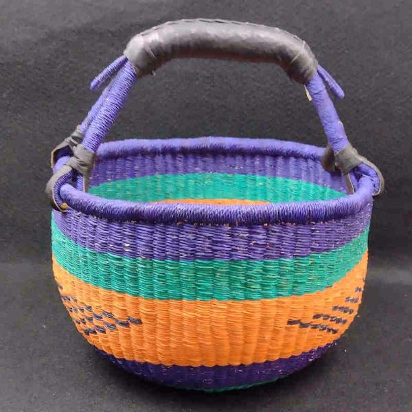 Hammershus Fairtrade Bolga kurv - Medium - Natur, lilla, grøn og orange