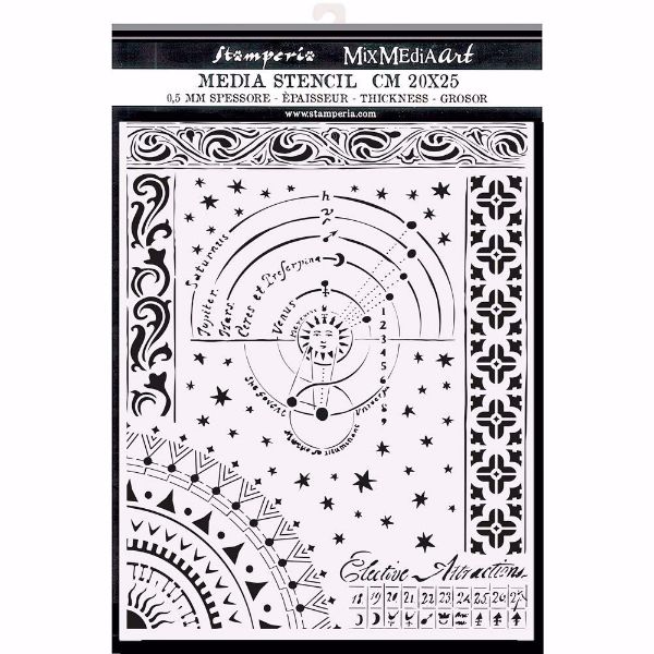 Alchemy Planet Chart KSTD098 mask, stencil fra Stamperia