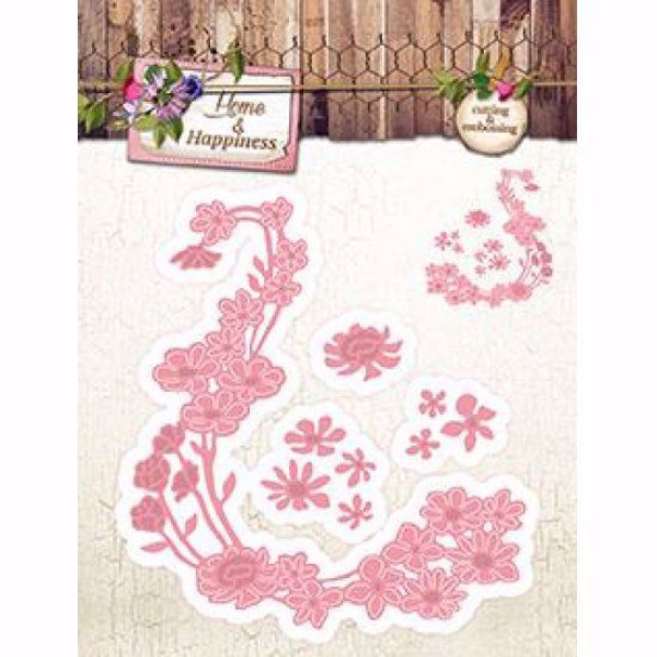 Home & happiness - Blomster ranke dies standsejern til scrapbooking og kort fra Studio Light StencilHH21
