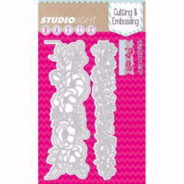 BASIC - Blomsterranke m/kant dies standsejern til scrapbooking og kort fra Studio Light  - StencilSL43