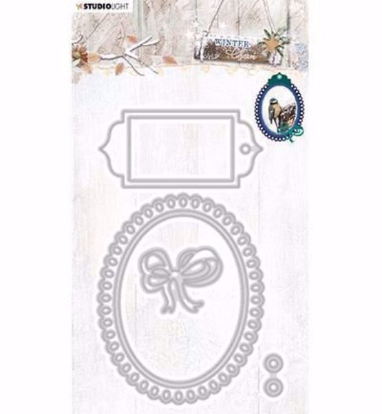 Winter Charm - Rammer, sløjfe og tag dies standsejern til scrapbooking og kort fra Studio Light  - StencilWC327